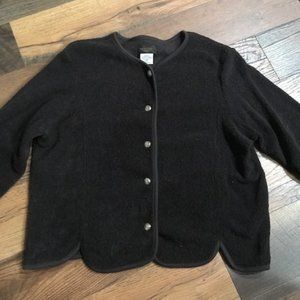 Black Fleece-like Cardigan Sweater